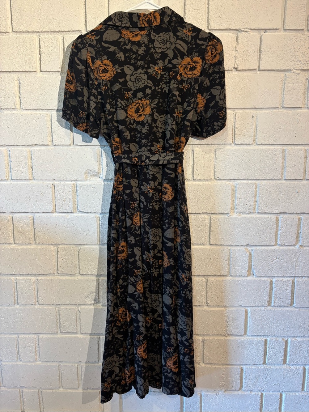 Disturbia Black Midi Dress with Rust Floral Print - Picture 6 of 6